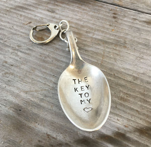 The Key to My Heart Hand Stamped Spoon Keychain