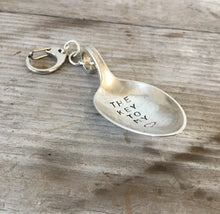 Side view of The Key to My Heart Hand Stamped Spoon Keychain