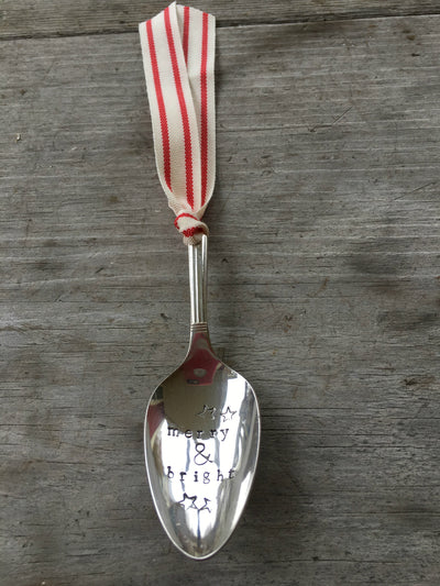 Stamped Spoon Ornament - MERRY & BRIGHT