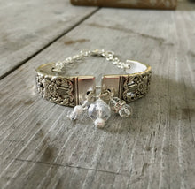 Coronation Spoon Handle Link Bracelet with a multitude of clear and faux pearl beads