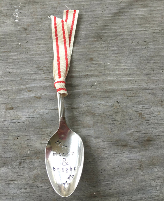 Stamped Spoon Ornament - MERRY & BRIGHT - #3879
