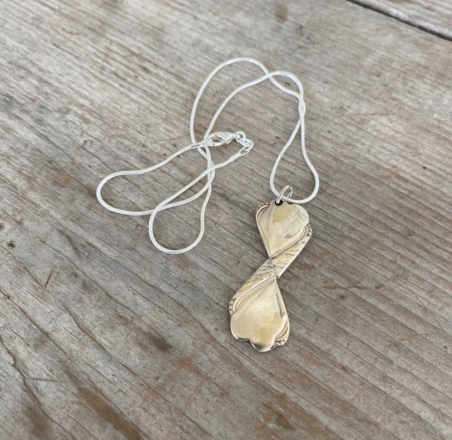 SALE Spoon Handle Double Heart Necklace