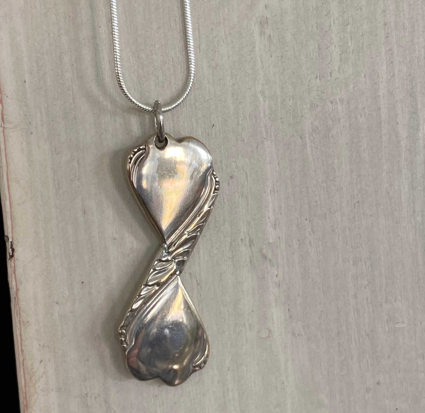 SALE Spoon Handle Double Heart Necklace