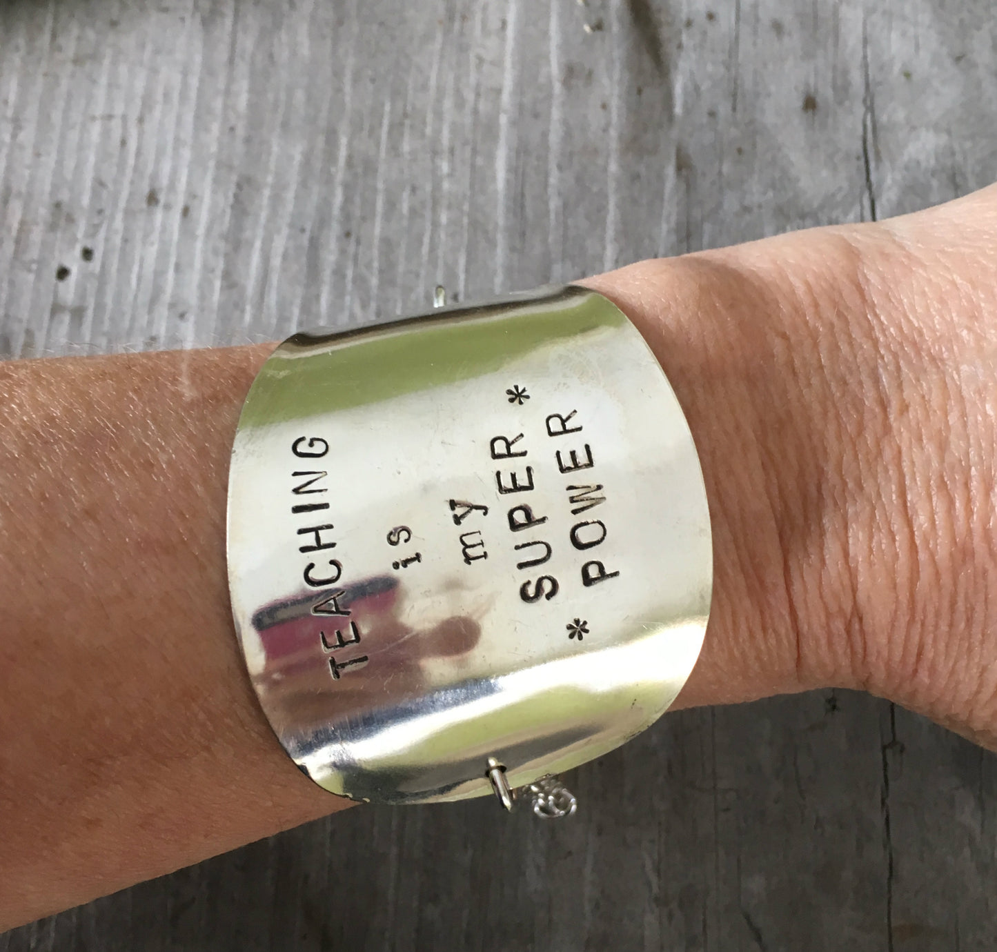 Stamped Spoon Bracelet -TEACHING IS MY SUPER POWER - #3939