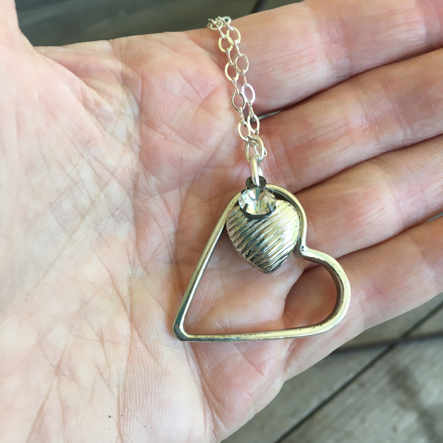 Fork Tine Floating Heart Necklace - #4306