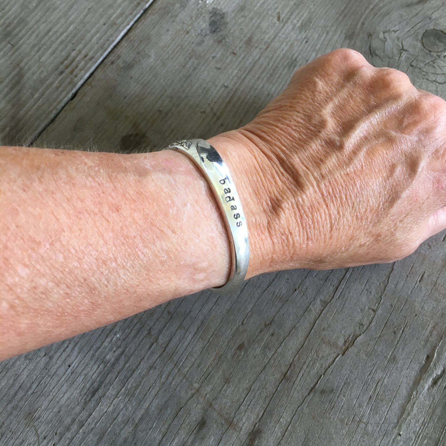 Badass Spoon Cuff Bracelet Shown on model wrist