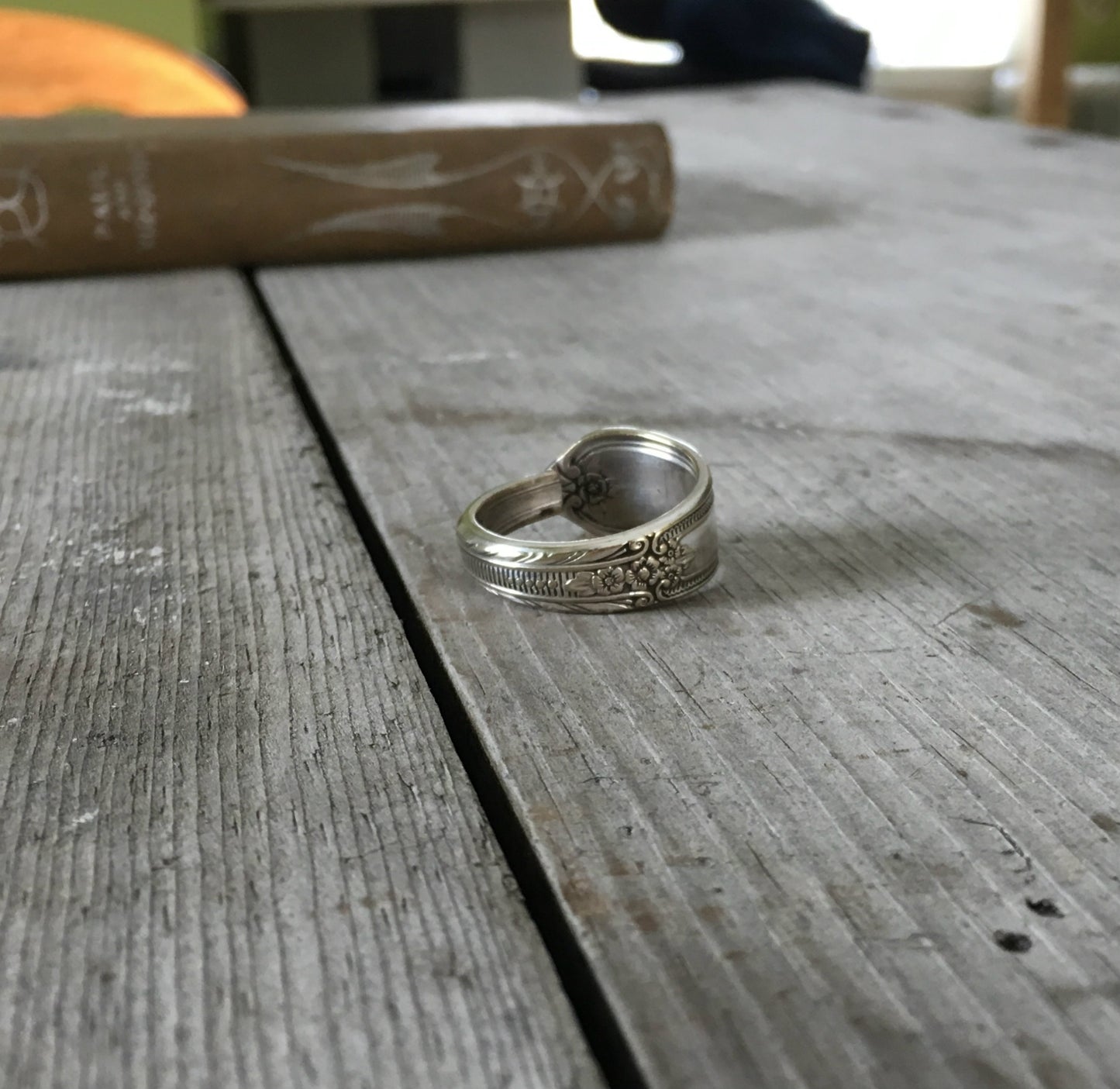 Upcycled Spoon Ring William Rogers COTILLION Size 10.75 Side View