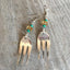 Handcrafted fork tine earrings with lavender faceted Czech glass beads made from upcycled vintage silverplate cocktail fork
