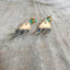 Fork tine earrings with lavender beads showing one-of-a-kind handcrafted design and vintage silverplate detail