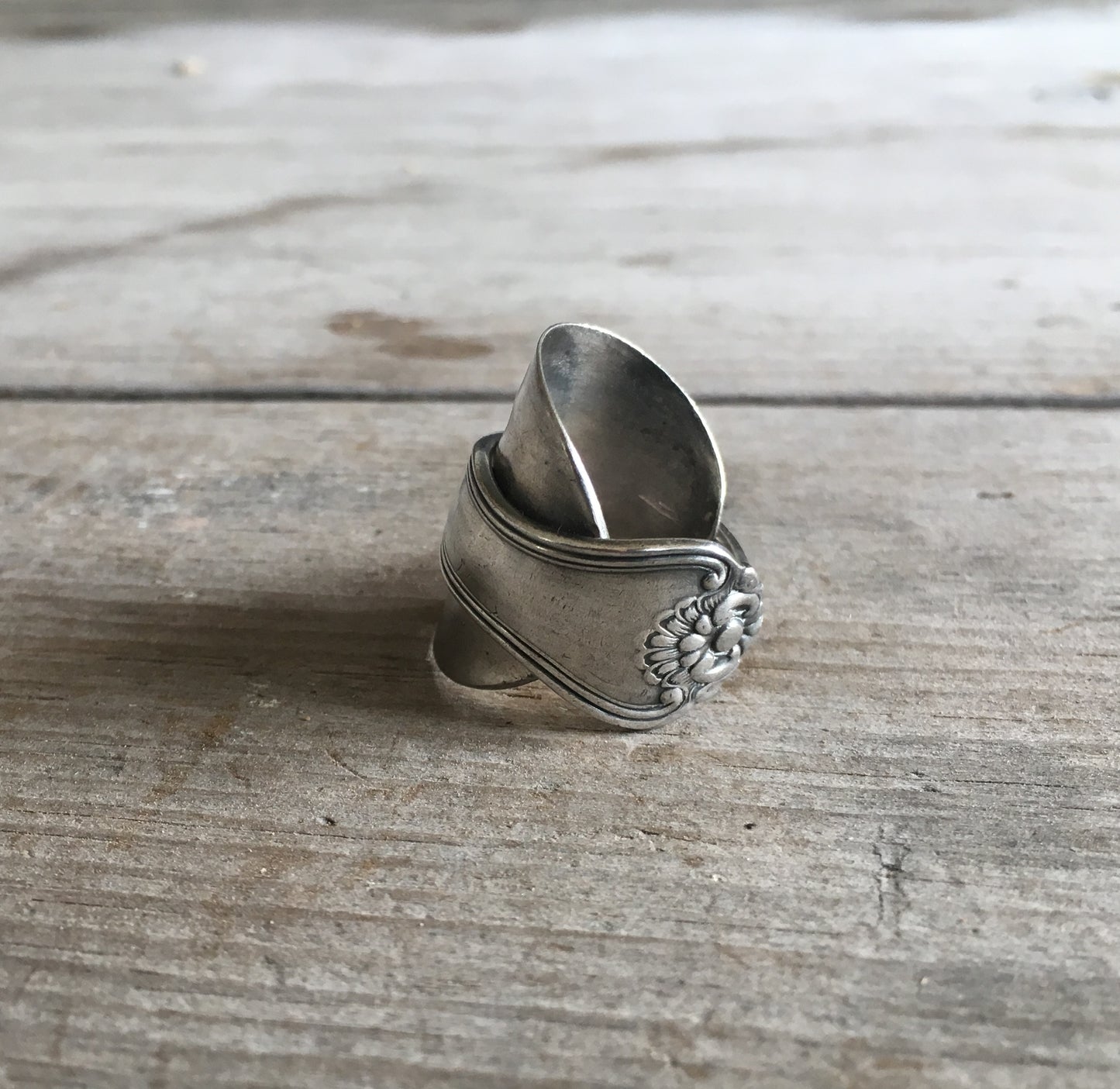 Upcycled Spoon Ring Whole Spoon Overlap Wrap Ring Size 7
