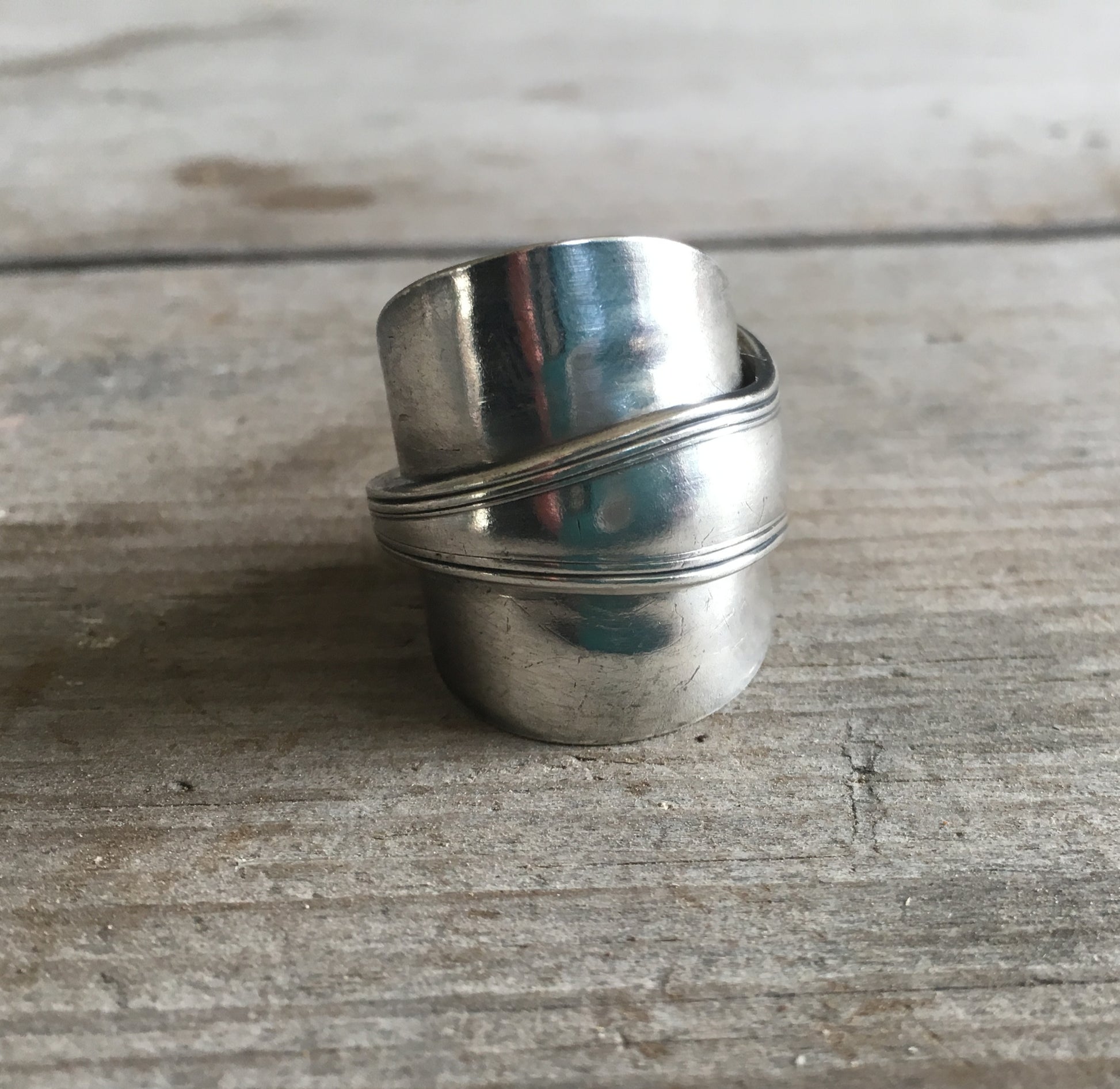 Upcycled Spoon Ring Whole Spoon Overlap Wrap Ring Size 7