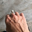 Spoon Ring with Cultured Pearl Bead Mounted on Top Size 9.5 Shown on hand for scale