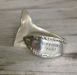 Stamped Spoon Bracelet Mermaid Soul with Tail Fin End