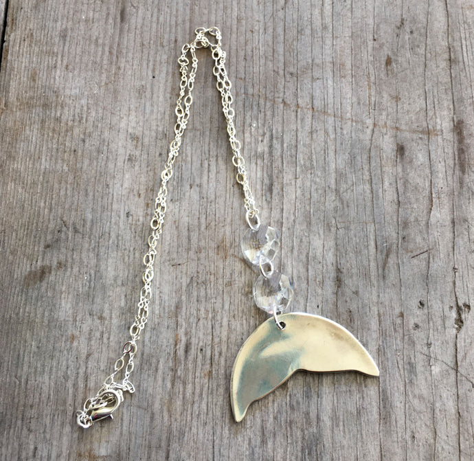 Spoon Whale Tail Necklace w/ Chandelier Crystals -# 4284