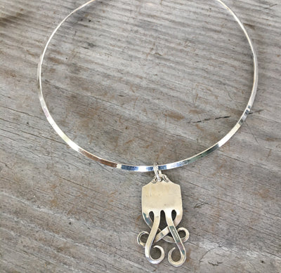 Sterling Fork TEMPEST Pendant Cuff Necklace