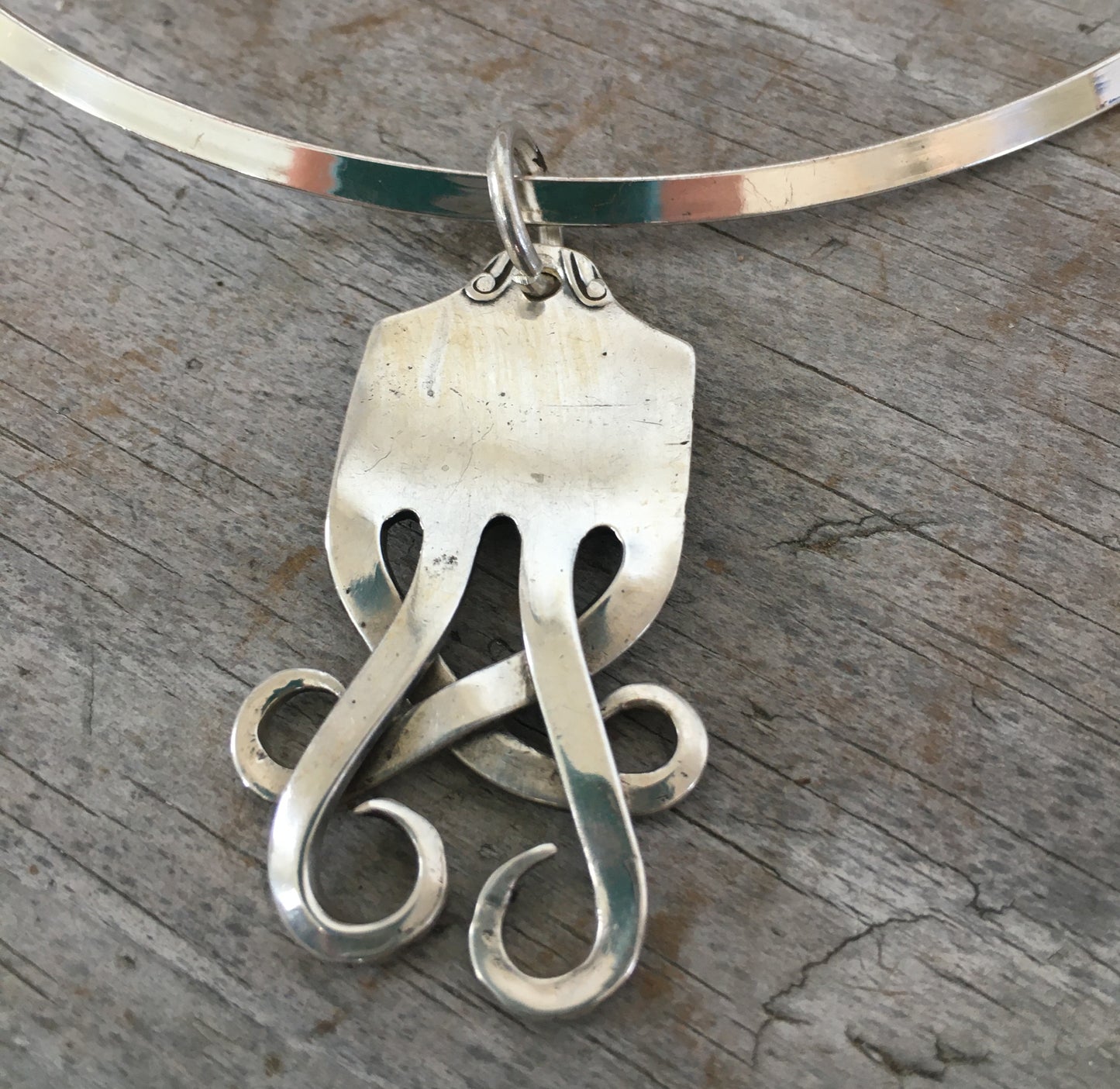 Sterling Fork TEMPEST Pendant Cuff Necklace