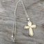 Handcrafted spoon cross necklace on silverplate chain - vintage Mayfair silverware religious jewelry