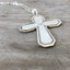 Side view of Mayfair spoon cross pendant showing vintage silverplate pattern and handcrafted detail