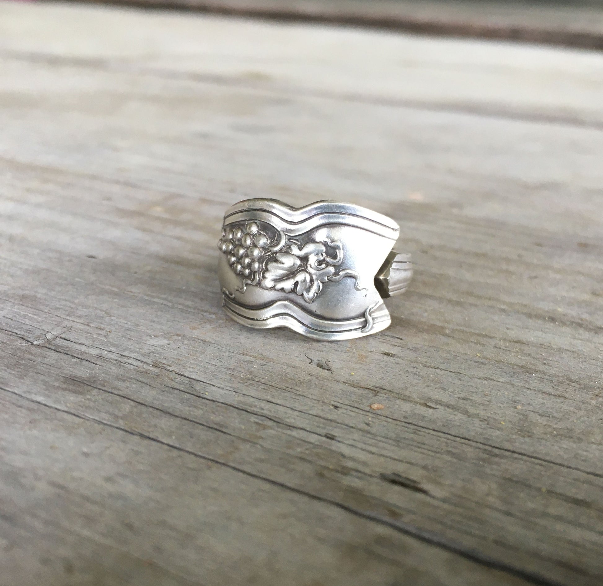 Spoon Ring with Grapes Detail