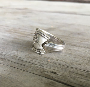 Spoon Ring with Grapes Detail and close up of dovetailed ends 