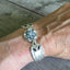 Spoon Link Bracelet with Vintage Rhinestone Earring Centerpiece Shown On Model