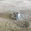 Side view of sterling silver ring showing continuous feather and paisley motifs from vintage silverware - Sterling spoon ring - handcrafted from upcycled vintage silverware - Laughing Frog Studio