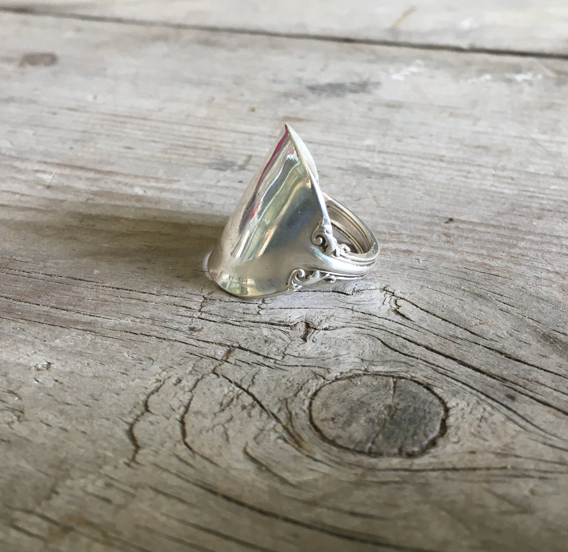 Reed and Barton Marlborough sterling spoon ring made from vintage silverware - Sterling spoon ring - handcrafted from upcycled vintage silverware - Laughing Frog Studio