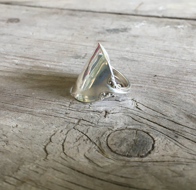 Reed and Barton Marlborough sterling spoon ring made from vintage silverware - Sterling spoon ring - handcrafted from upcycled vintage silverware - Laughing Frog Studio