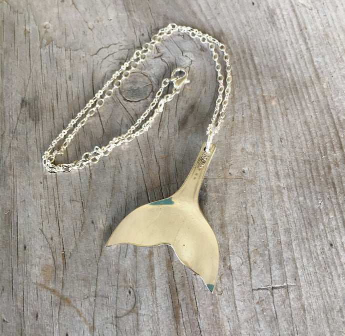 Upcycled Spoon Necklace Fashioned into a Tail of a Whale or a Mermaid