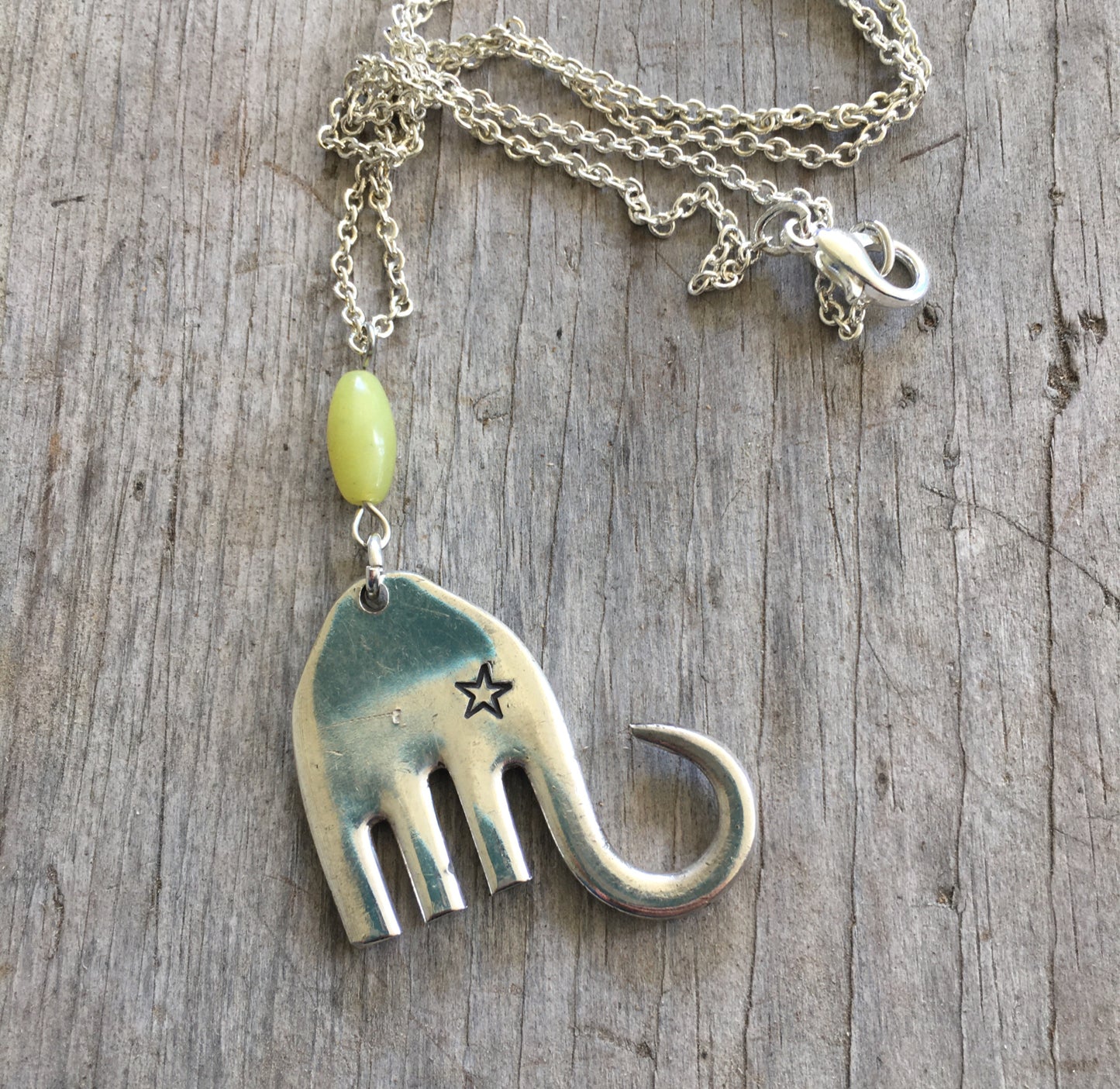 Fork Elephant Jewelry with Hand Stamped Star Eye