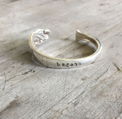 Silverware Cuff Bracelet Hand Stamped BADASS