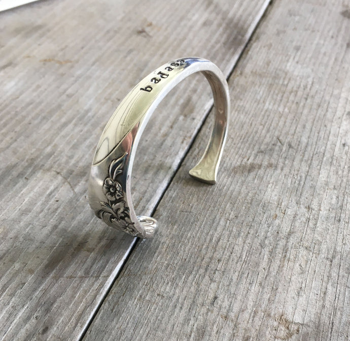 Spoon Cuff Bracelet Hand Stamped BADASS