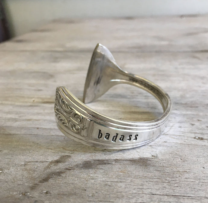 Hand Stamped Spoon Bracelet BADASS