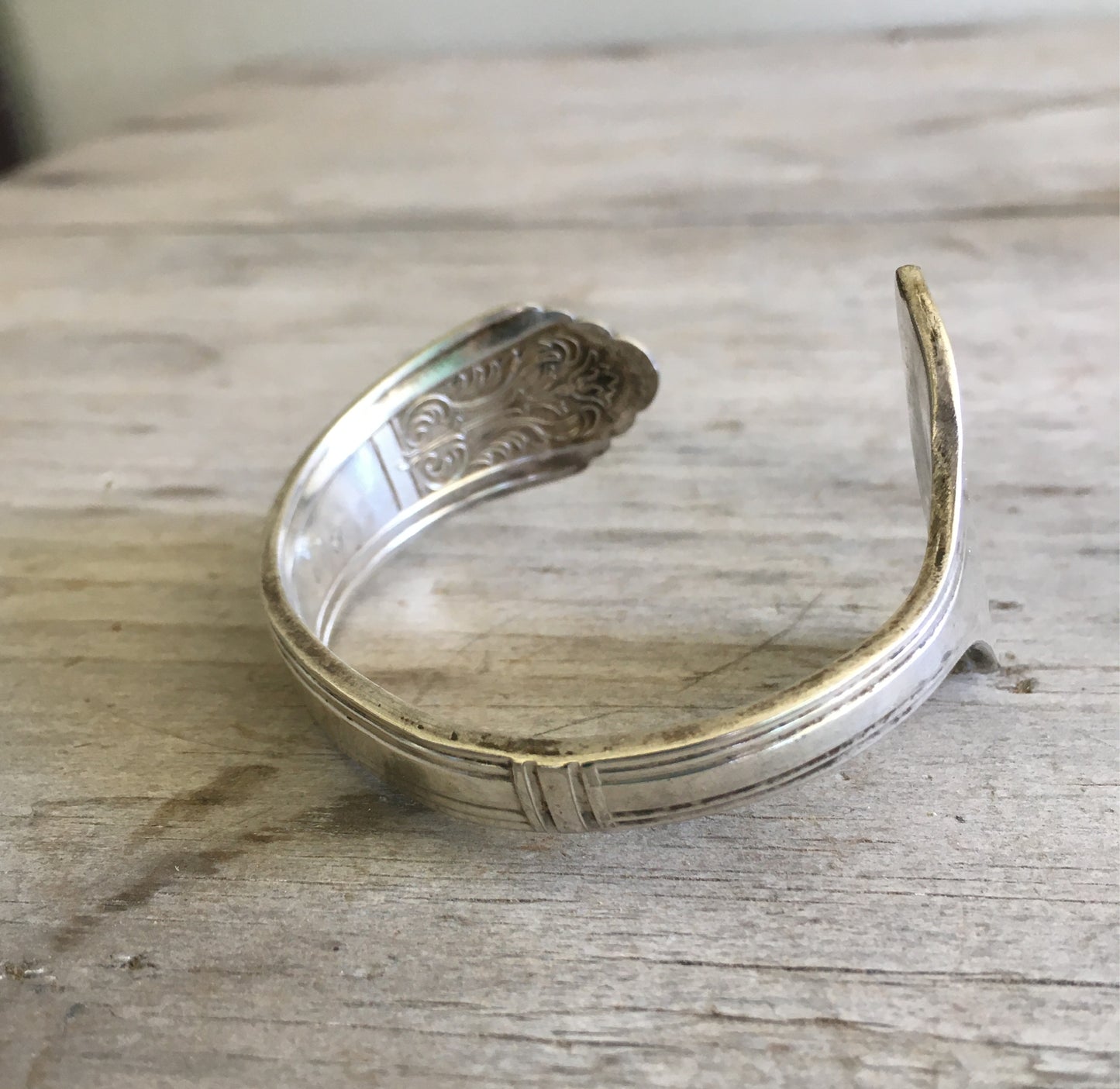 Royal Saxony Hand Stamped Spoon Cuff Bracelet BADASS