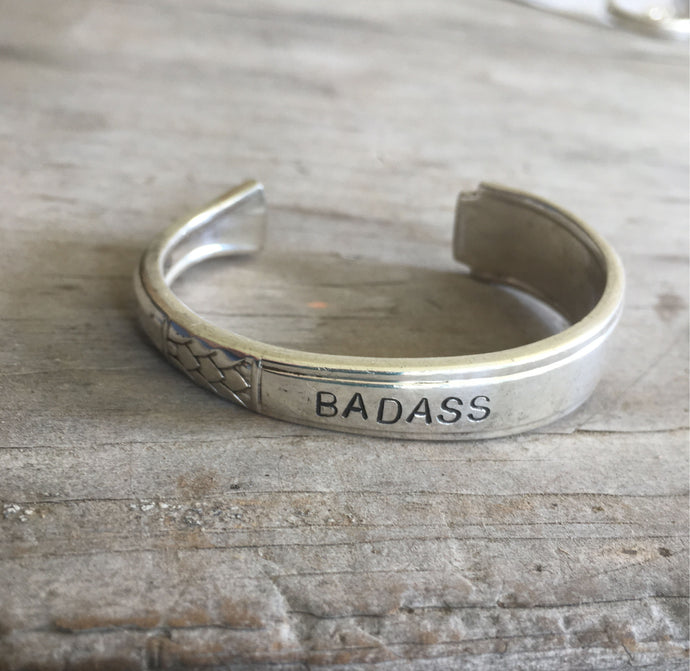 Spoon Cuff Bracelet Hand Stamped BADASS