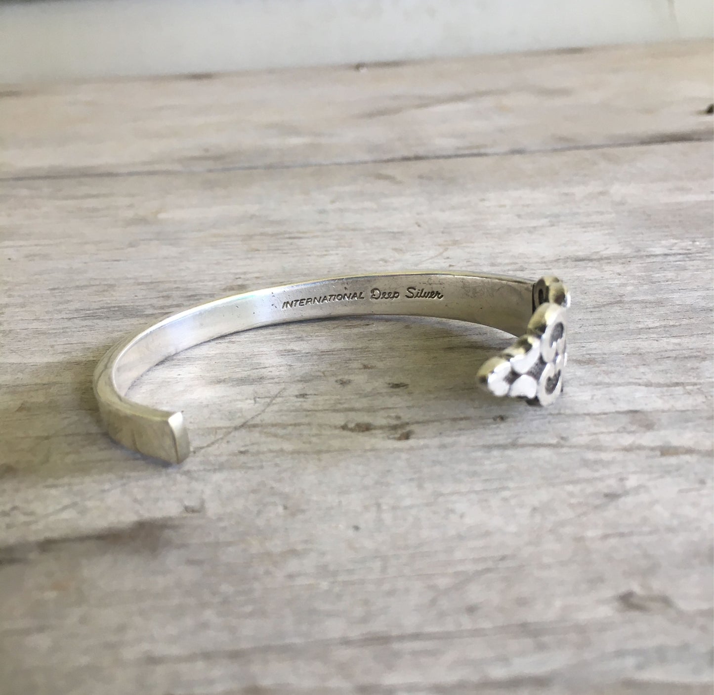 International Deep Silver Stamped Spoon Bracelet BADASS International Silver Triumph