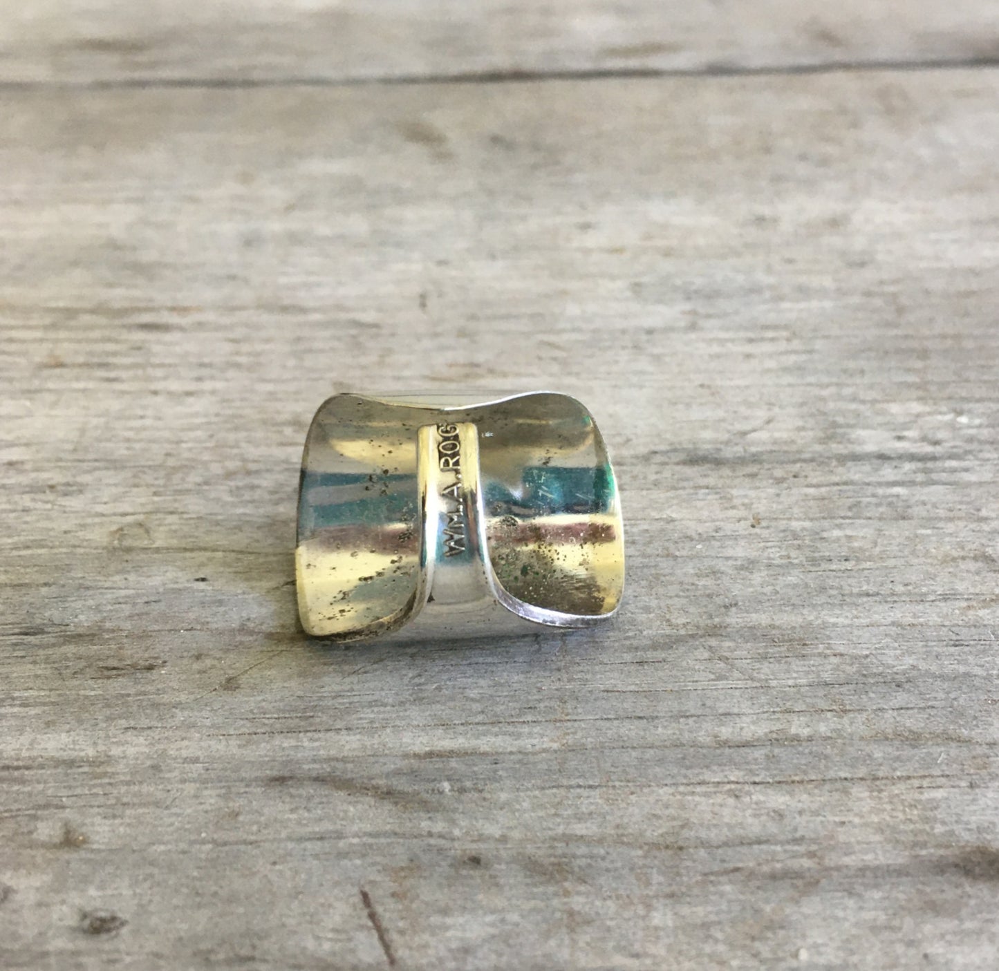 William A. Rogers Spoon Cuf Ring Hand Stamped with a Heart Size 5.5