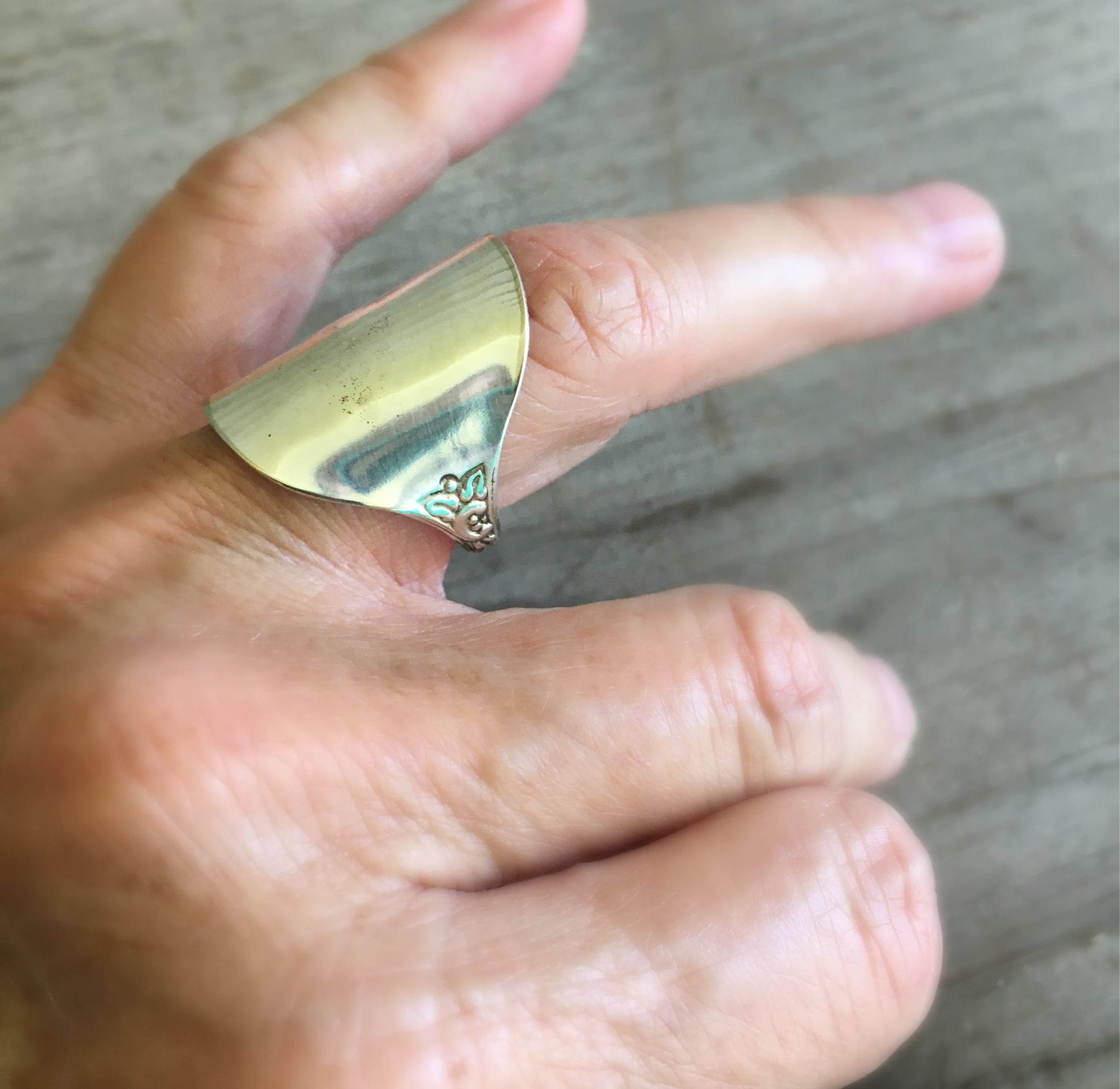 Spoon Cuff Ring Size 8.5 Shown on Model