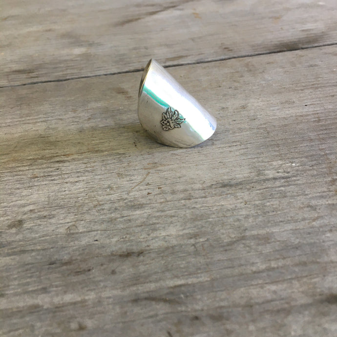 Spoon Cuff Ring with Flower Detail - #4427