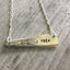 Handcrafted VOTE bar necklace hand-stamped on upcycled 1847 Rogers Ambassador silverplate with typewriter-style font, choker length