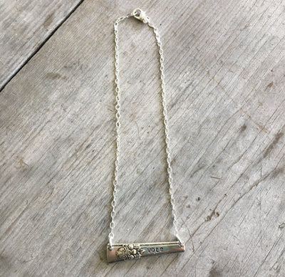 Upcycled silverware bar Necklace Hand Stamped Vote