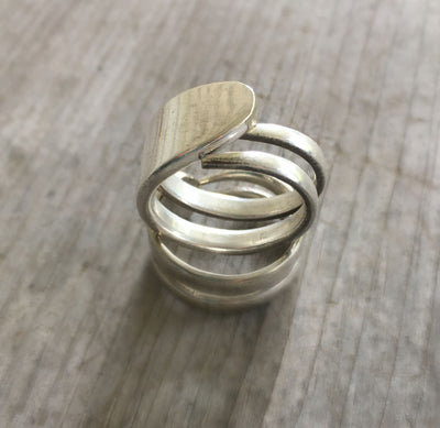 Double fork tine ring stacked  upon another double fork tine ring