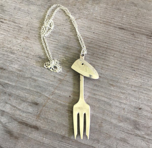 Giraffe necklace made from upcycled cocktail fork