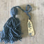 Upcycled vintage silverware bookmark hand-stamped WISH UPON A STAR with midnight blue tassel