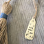 Close up of Hand Stamped SPoon Bookmark with Tassel Wish Upon a Star