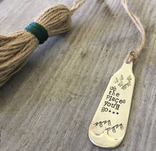 Upcycled silverware Hand stamped silverware bookmark with twine tassel