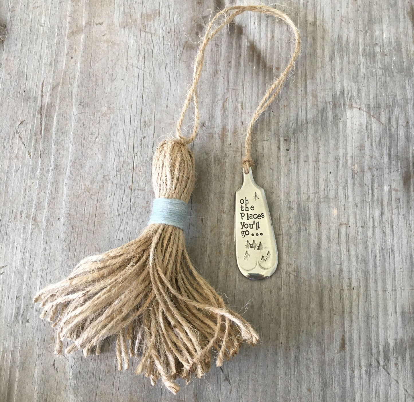 Stamped Silverware Bookmark with Tassel - OH THE PLACES YOU'LL GO - #4489