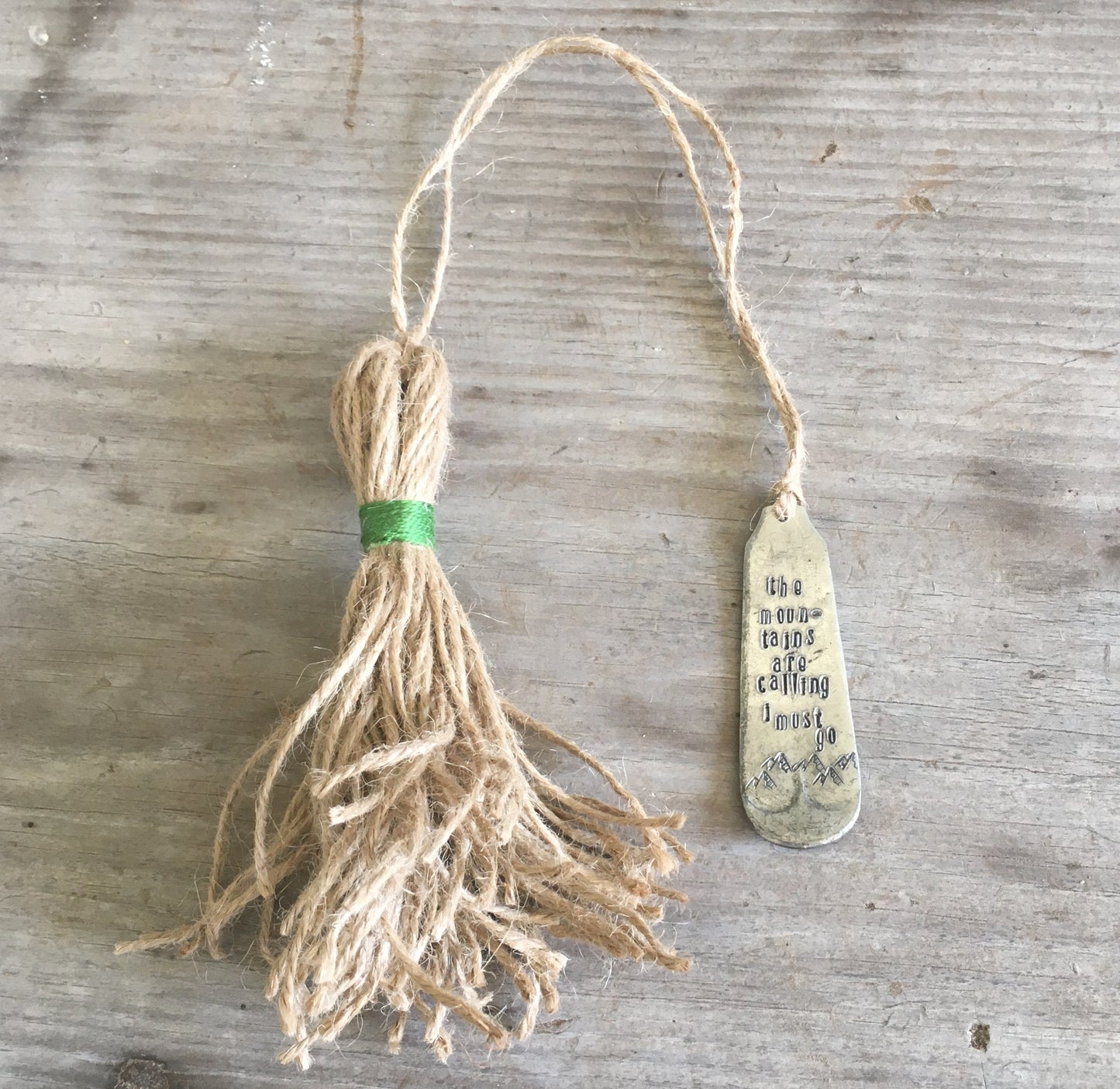 stamped silverware bookmark the mountains are calling i must go