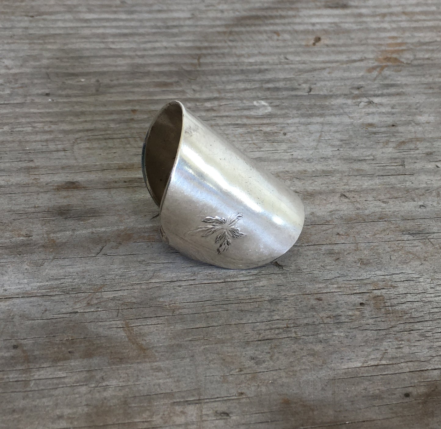 Spoon Cuff Ring with Flower Detail - #4496