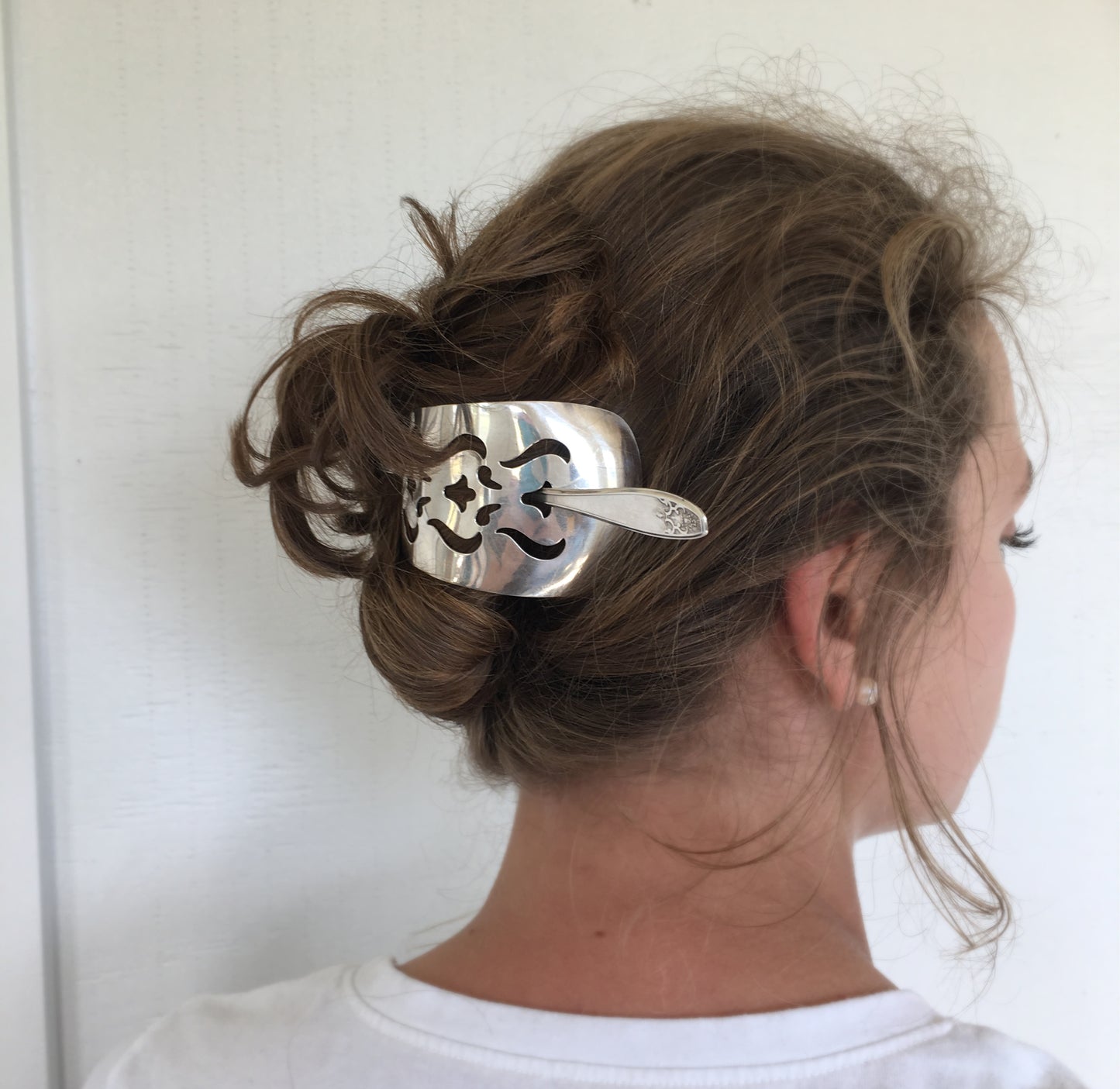 Upcycled Silverware Cake Server Spatula Stick Barrette 